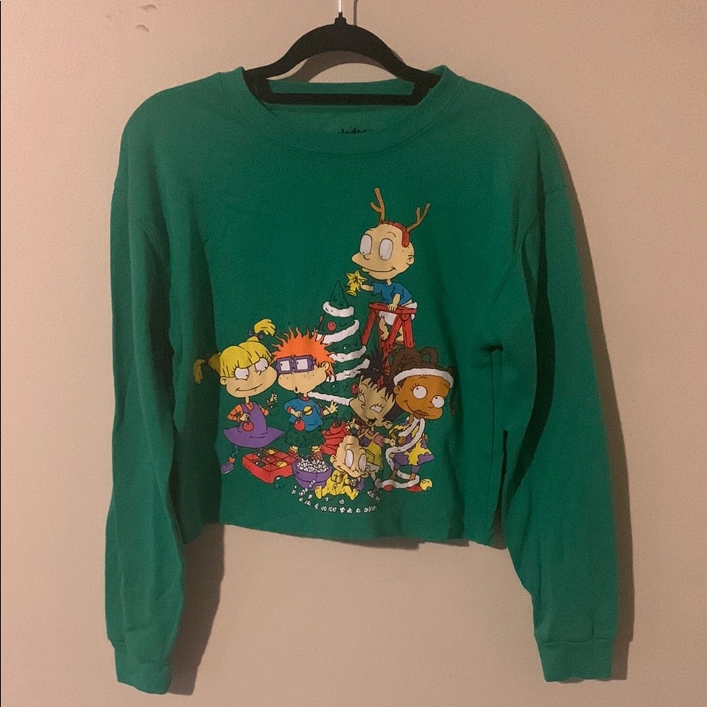 Green Kids Cartoon Graphic Sweatshirt